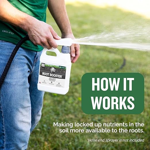 Turf Titan Root Booster - Made in USA, Soil Conditioner and Probiotic and Micronutrient Booster for All Lawn, Plants, Flowers, Trees, Shrubs, Better and Richer Garden Soil, Lawn Care - 2.5 Gallon