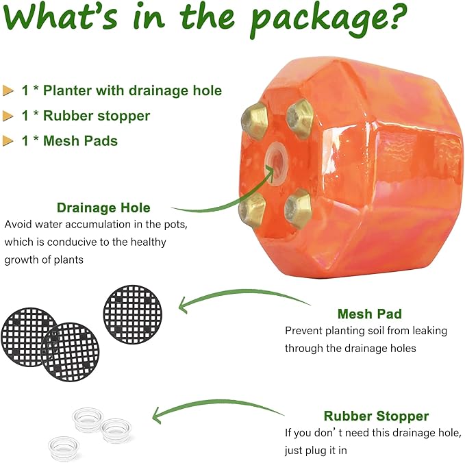 8 Inch Ceramic Planter for Indoor Plants - Plant Pots with Drainage Holes - Modern Minimalist Flower Pot for Succulents and Herbs - Peach