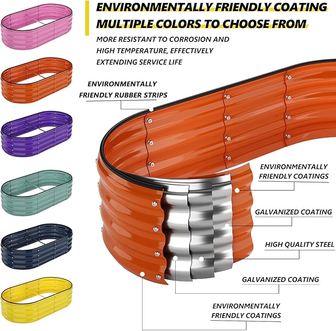 Galvanized Metal Planter Round Raised Garden Bed Kit for Gardening Outdoor，2x2x1ft Planter Grow Garden Box Raised Flower Bed，Round Galvanized Planter Outdoor Metal Fire Pit Ring