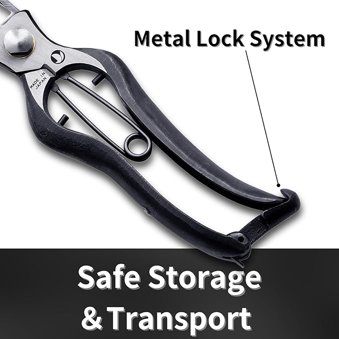 Leaf Trimming Scissors Handheld Hedge Shears 9", Professional One-Handed Hedge Clippers for Trimming of Hedges and Trees, Japanese Carbon Steel Blade, Spring Loaded Handle, Made in Japan