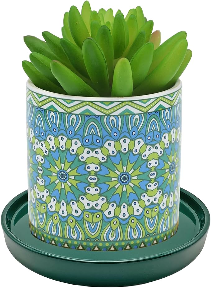 Ceramic Plant Saucer Pot Tray 12 Inch, Planter Saucers 4 5 6 7 8 9 10 11 12 13 Inch for Indoors Outdoor, Durable Sturdy Flower Drainage drip Water Tray for Glazed Pots Base (12.7 Inch-Green)