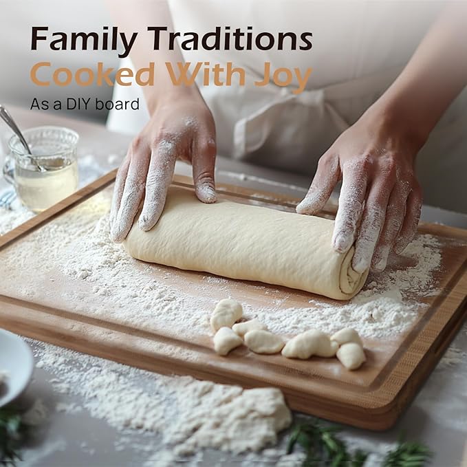 Extra Large Bamboo Cutting Board for Kitchen - 18 Inch Wood XL Cutting Boards with Juice Groove and Handles, Wooden Chopping Board for Meat, Cheese, Fruit & Vegetables (Pre Oiled, Brown)