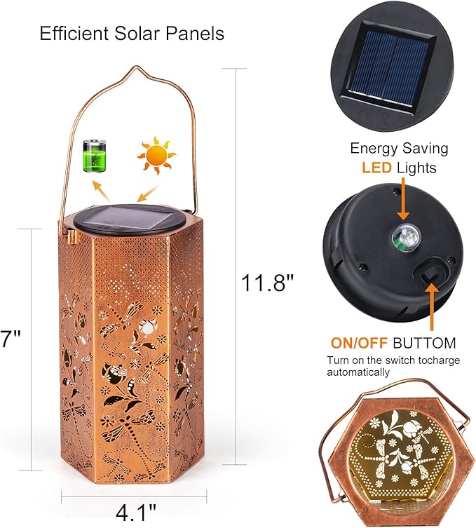 Dragonfly Solar Lanterns Outdoor Waterproof - Birthday Gifts for Women, Men, Mom, Mothers Day Gifts, Solar Lights Outdoor Hanging Garden Decor for Outside, Patio, Outdoor, Yard, Lawn, Balcony