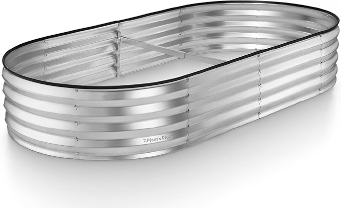 Galvanized Raised Garden Beds Outdoor // 6×3×1 ft Planter Raised Beds for Gardening, Vegetables, Flowers // Large Metal Garden Box (Silver) // Patented Tool-Free Design