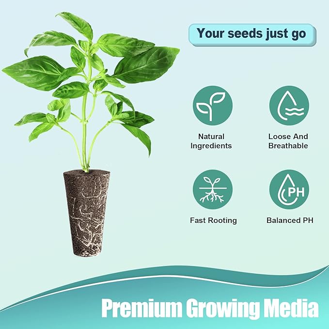 100pcs Square Pods for Hydroponics Growing System, 50pcs Square Grow Sponges with 50pcs Pods Labels, Supplies Replacement, Compatible with IDOO, QYO, LYKO (Square)