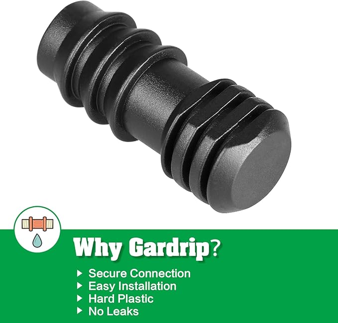 1/2" Drip Irrigation End Plug：13mm ID Barbed End Cap Irrigation Fittings for 1/2 Inch Irrigation Tubing (0.520"ID-0.640" OD) Drip Line Goof Plug Connector for Garden Irrigation System（15 Pack）