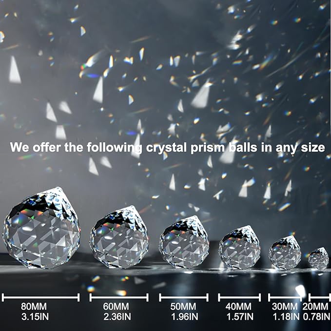 MerryNine 20mm Clear Crystal Ball Prism with 20 Pcs Metal Rings Sun Shine Catcher Rainbow Pendants Maker, Hanging Crystals Prisms for Windows, for Feng Shui, for Gift (0.8"/20mm 20Pack)