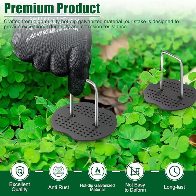 8 Inch 11 Gauge Galvanized Landscape Staples Stakes with Gaskets for Decoration, 25/50/100pcs Garden Metal Stakes for Weed Barrier Fabric, Fence Stakes, Tent Stakes(8in,25pcs)