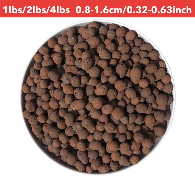 4Lbs Leca Expanded Clay Pebbles, 8-16mm Expanded Clay Aggregate, Natural Clay Pebbles for Hydroponic & Aquaponics Growing, Orchid Potting Mix, Hydroponics Supplies for Indoor Garden Plants