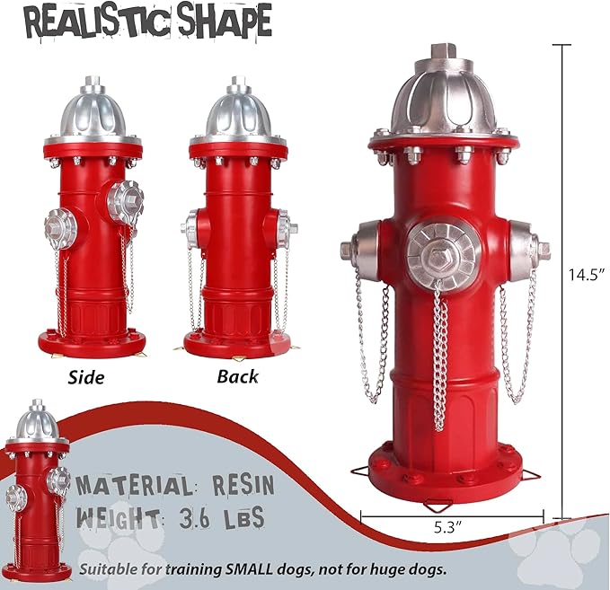 Dog Fire Hydrant Pee Post, Puppy Pee Post Training Statue, Indoor Outdoor Fire Hydrant Decor Figurines for Yard Art Garden Lawn, Gift for Fireman (14.5 inch)