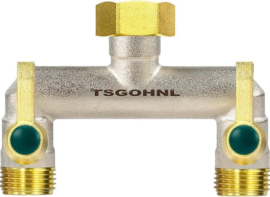 3/4-Inch Garden Hose splitter - Designed for installing multiple irrigation system timers - Suitable for high water pressure faucet manifolds - Freeze and rust resistant high flow 2-way valve