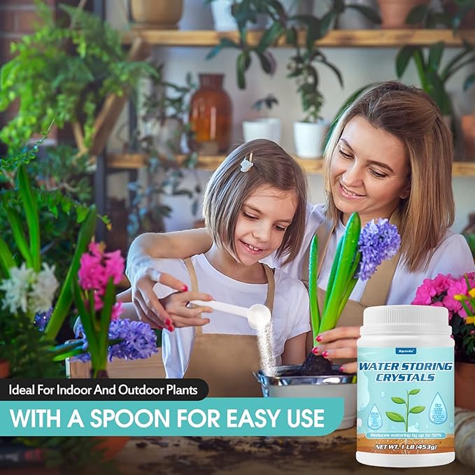 1LB Water Storing Crystals for Plants with Spoon, Water Gel Solves Plant Over-Watering and Drought Problems, Keeps The Soil Moist, Small Water Storing Polymer Crystals for Plants Candle - by Oycevila