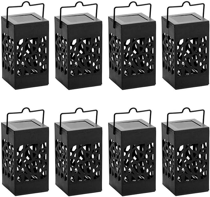 Twinkle Star 8 Pack Outdoor Solar Lanterns Hanging Solar Lights with Handle, Christmas Garden Tree Yard Patio Holiday Decorations