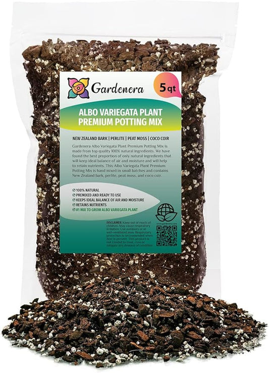 Albo Variegata Soil Mix - Promotes Strong Root Growth and Retains Moisture - 5 Quart
