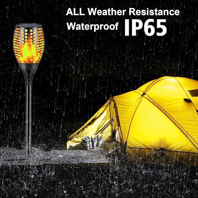 RGB Colorful Solar Torch Light 4 Pcs Solar Lights Outdoor 96 LED Upgraded Waterproof Landscape Garden Pathway Light with Vivid Dancing Flickering Flames for Yard Decoration