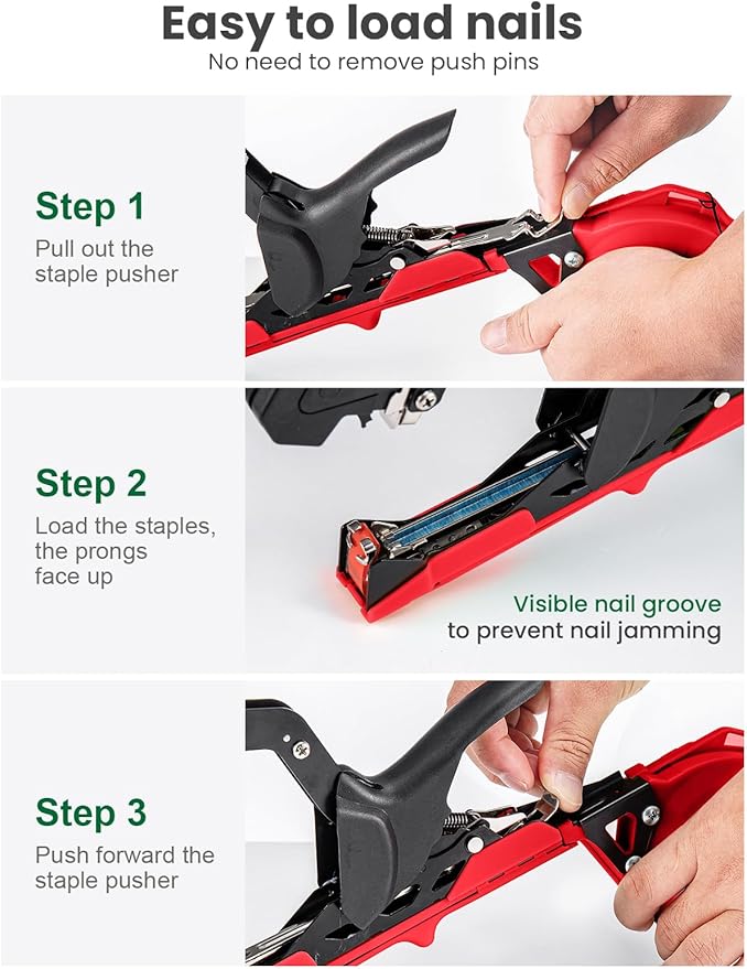 GROWNEER Upgraded Plant Tying Machine, Garden Tape Tool with 25 Rolls Tapes and 10000pcs Staples, Lightweight Plant Tape Gun Tying Tape Tool to Tie Up Vine Tomatoes Grapes Vegetables Garden, Red