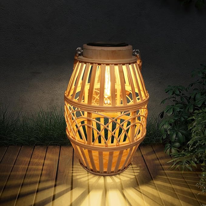 Solar Lamps Outdoor Bamboo,Rattan Hanging Solar Lights Waterproof,Solar Lanterns Decorative for Garden,Yard,Patio,Porch,Trees,Lawn,Pathway