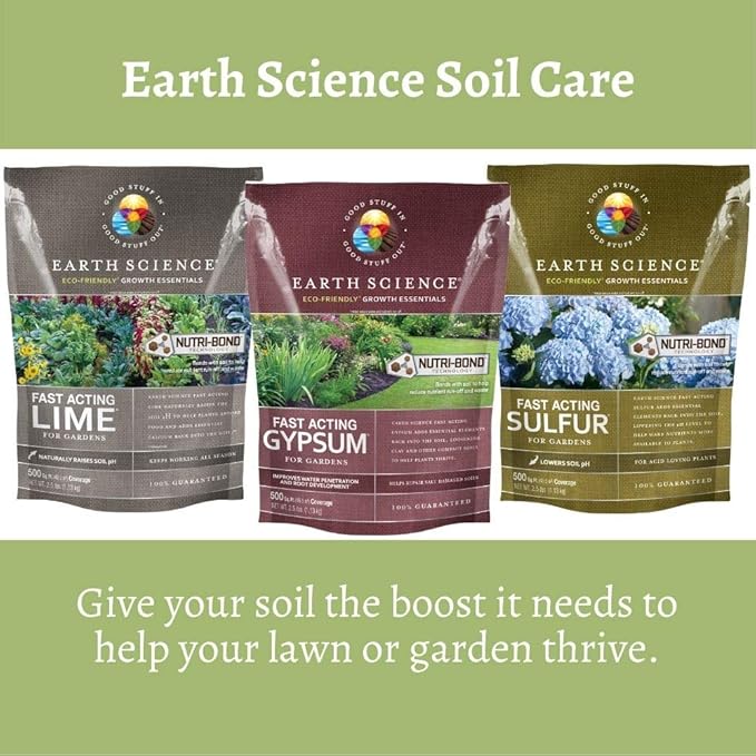 Earth Science Fast Acting Gypsum - Soil Conditioner Adds Calcium, Repairs Salt Damage & Root Growth with Nutri-Bond Runoff Reduction Technology (2.5 lb)