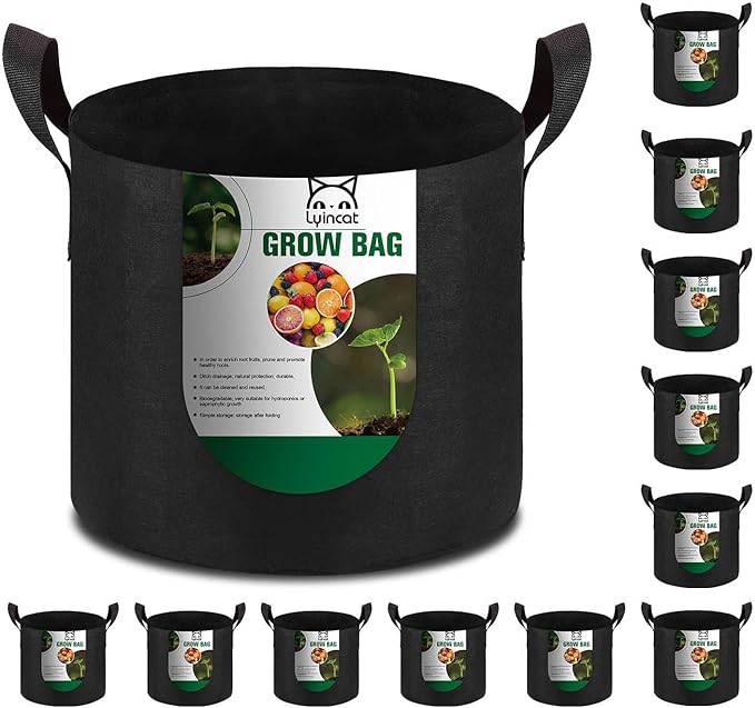 12-Pack 3 Gallon Grow Bags Heavy Duty Thickened Nonwoven Fabric Pots with Durable Handles