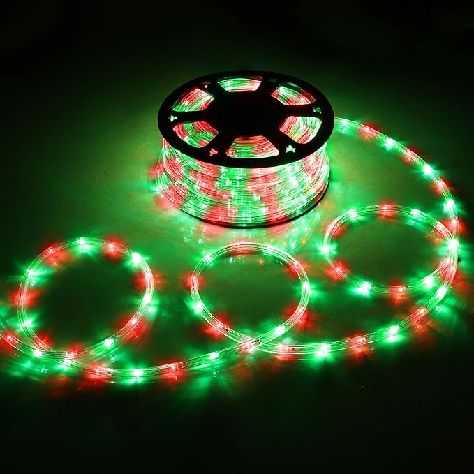 200ft LED Rope Lights Outdoor, 1440 LED Connectable and Flexible Tube Lights with 8 Modes, Waterproof LED Rope Lighting for Garden Patio Pool Bedroom PartyIndoor Outdoor Christmas Decor (Red & Green)