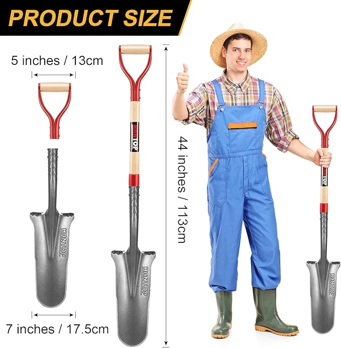 Drain Spade Shovel Digging Spade Trenching Shovel Serrated Shovel Transplanting Spade for Garden Outdoor,44 inches