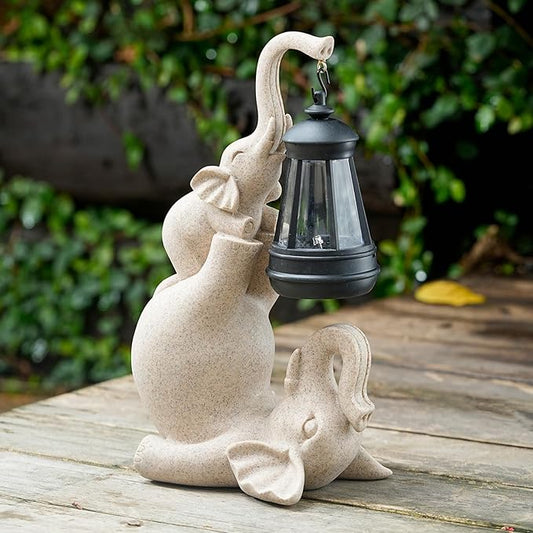 Solar Garden Statue 10 Inch Elephant Decor for Outside Yard Decoration Outdoor Unique Housewarming Gardening Birthday Gifts for Women Grandma
