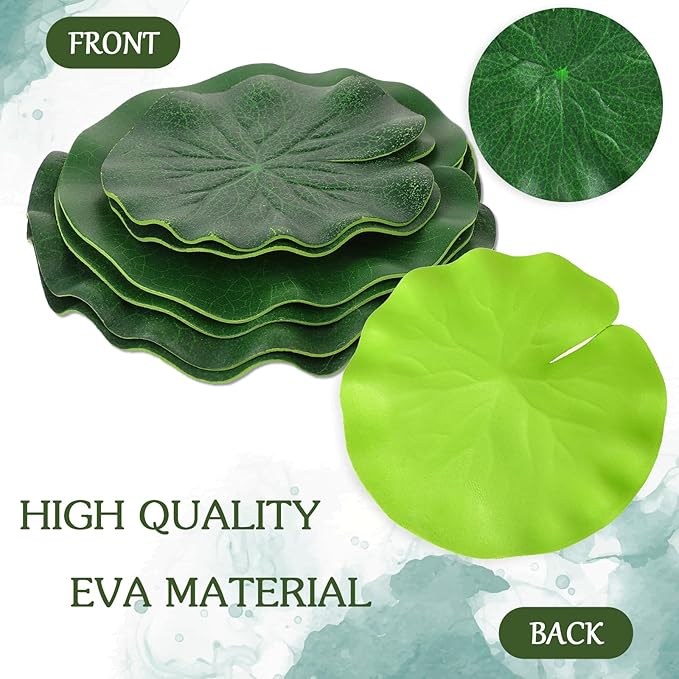 6Pcs Fake Lily Pads, 3 Sizes Floating Lily Pads for Ponds, Artificial Lily Pads Decorations, Realistic Pond Plants Decor for Pool Patio Aquarium Fountain