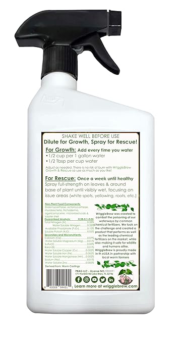 Organic Liquid Fertilizer Concentrate from Worm Castings. Non-Toxic, All-Purpose, Plant Food for Gardens, Vegetables, Fruits, Houseplants, Seed Starters, and Ornamentals. Makes 8 Gallons.