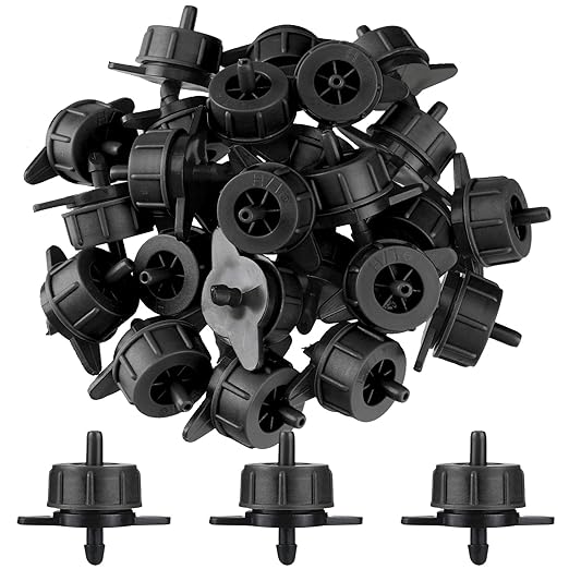 50 Pcs Drip Irrigation Emitters 1/4 Inch 1 GPH Water Tubing Irrigation Tubing Pressure Compensating Dripper Emitters System Drip Tip Constant Flow Heads Parts for Garden Watering Dripper