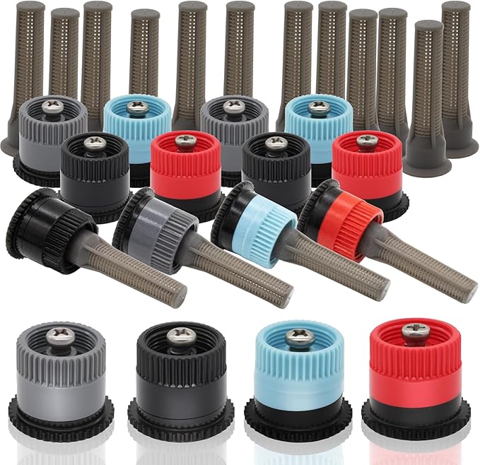 16Pcs Variable Arc Nozzle Replacement Pop Up Sprinkler Heads for Hunter, RainBird, Adjustable Irrigation Nozzle High Efficiency Orbit Pop-Up Sprinkler Heads for Garden Lawn (6AN, 10AN, 15AN, 17AN)