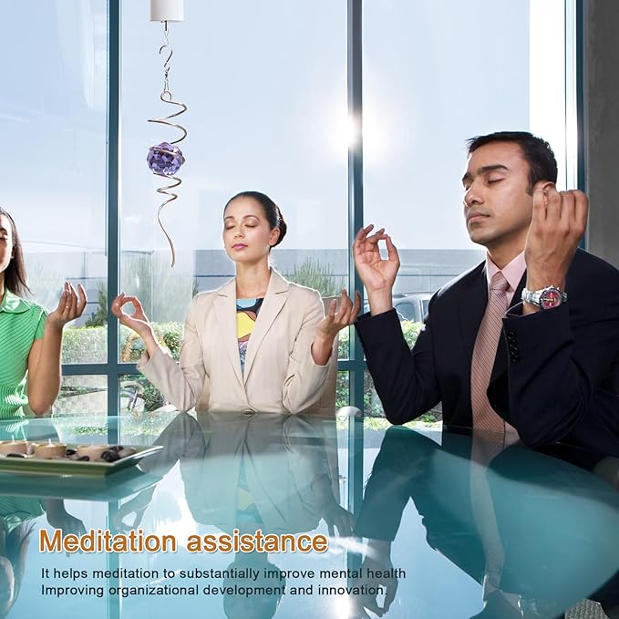 Wind Spinner Spiral Tail, Gazing Ball Spiral, Decorative Sun Catcher Rainbow Maker 11inch Tail and 2 inch Purple Crystal Orb with Swivel Hook, Indoor & Outdoor Garden Decoration 13" Height