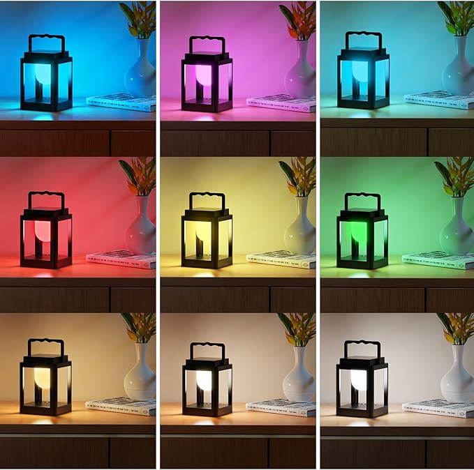 Outdoor Solar Table Lamp,Collasis 10 RGB Color Changing Lights,Portable Rechargeable Solar Lantern Waterproof, Touch Control Outdoor LED Lights Decorative for Patio Walking Reading Camping Bedside
