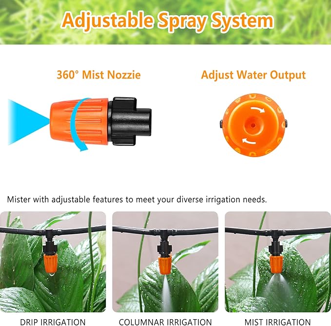 Drip Irrigation Fittings Kit for 1/4" Tubing, 240 Pcs Drip Line Connectors for Drip Systems - Nozzles, Micro Drips, Single barbs, 4 Way Connectors, Tees, Couplings, End Plugs, Elbows, Hose Stakes