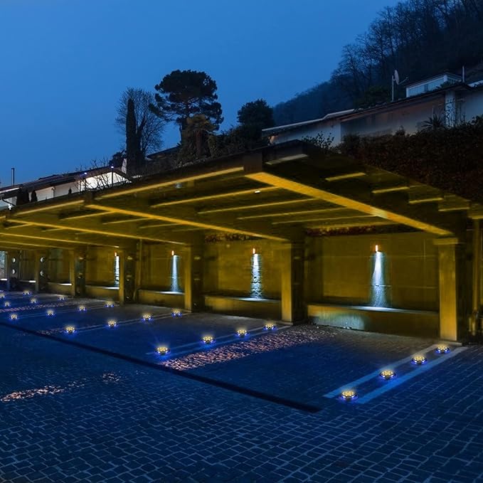 K.E.J. Solar Ground Lights 12 Pcs Disk Lights Outdoor - Waterproof In-Ground Lights,Solar Landscape Lighting as Valentine's Day Decorations Outdoor for Garden Pathway Yard Deck Walkway Driveway