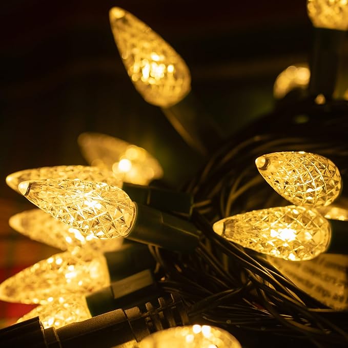 Dazzle Bright C6 Christmas String Lights, 200 LED 66 FT Waterproof Connectable String Lights with Timer, 8 Modes Christmas Lights for Indoor Outdoor Home Garden Yard Xmas Tree Decoration (Warm White)