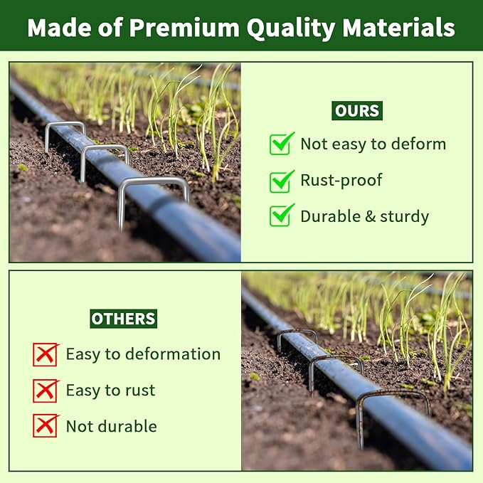 30Pack 6-Inch Galvanized Garden Landscape Staples Stakes, Heavy-Duty Sod Pins Anti-Rust Fence Stakes, Plant Stakes for Weed Barrier Fabric Ground Cover Tubing Soaker Hose Lawn Drippers Irrigation
