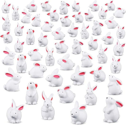 Marsui 100 Pcs Bunny Miniatures Figurines Rabbit Miniature Accessories Easter Garden Landscape Garden Rabbit for Easter Garden Accessories Dollhouses Decoration(Classic Rabbit)