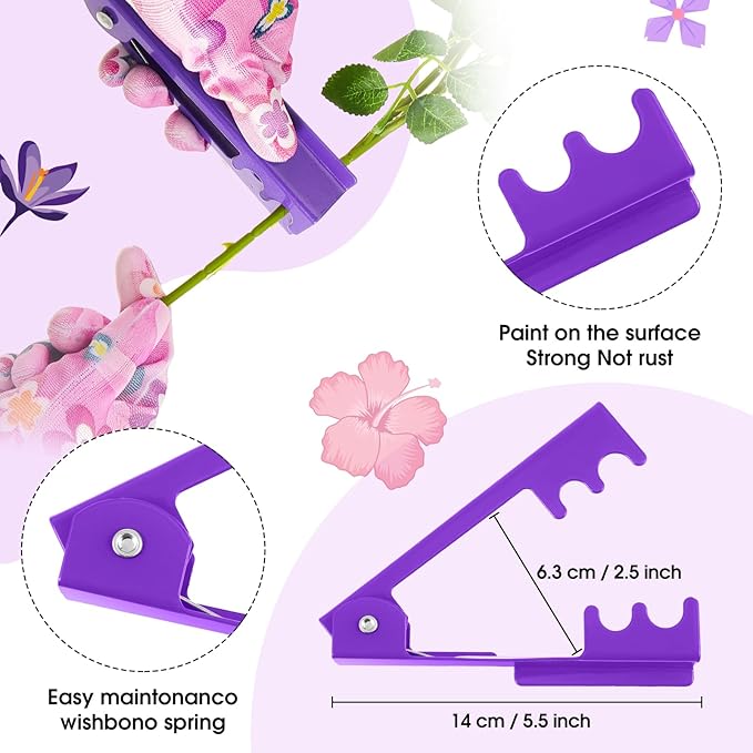 WILLBOND 10 Pcs Rose Thorn Stripper Tool Valentines Gifts Florist Supplies Rose Thorn Remover Kit Garden Remover for Flower Stripper Kit Florist Tool, Floral Gloves Tape(Purple,Heart)