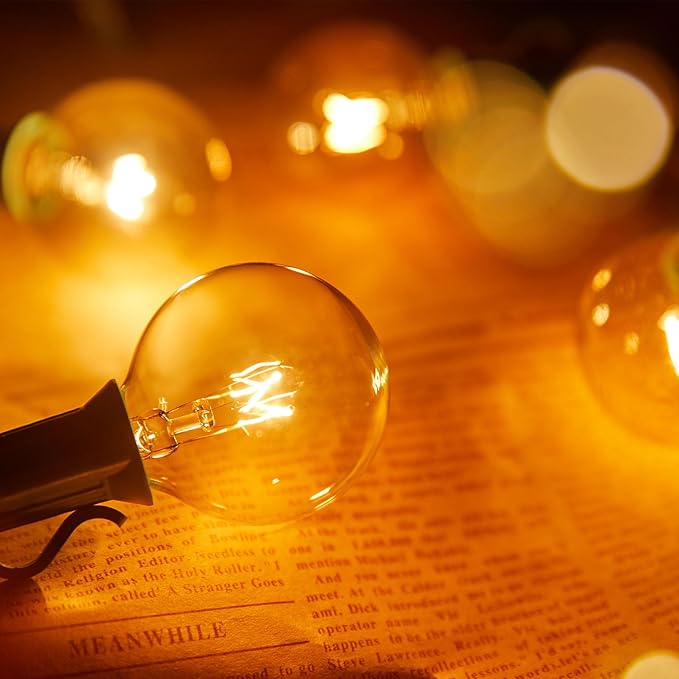 Brightown G40 Replacement Light Bulbs, 25 Pack 5W Clear Globe Bulb fits E12 C7 Candelabra Screw Base Sockets, 1.5 Inch Dimmable Light Bulbs for Indoor Outdoor Patio Decor, Warm White