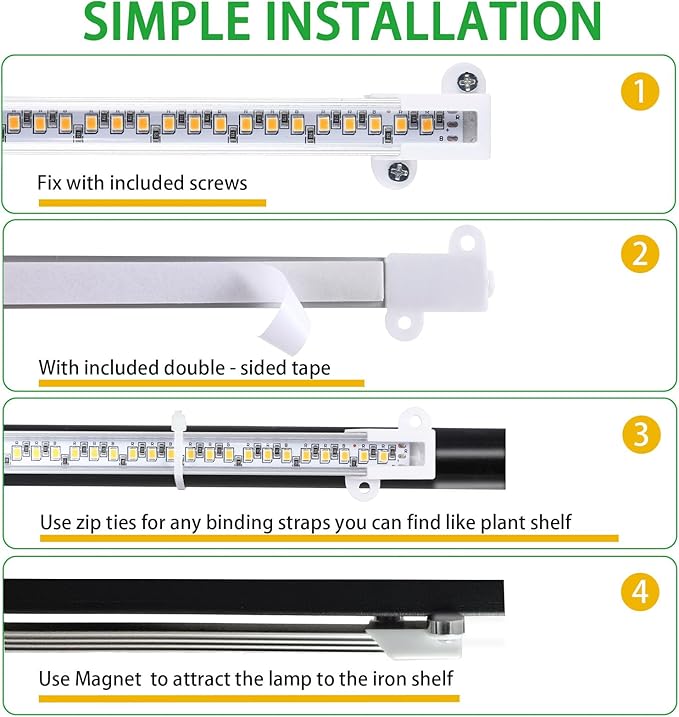 LED Grow Light Strips, Full Spectrum Plant Growing Lights for Indoor Plants 3000K, 144 LEDs Plant Lamp with 3/9/12H Timer, 10 Dimmable Levels, 3 Head 13 Inches