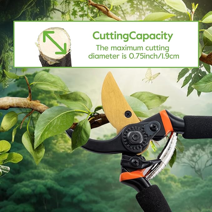 8.5" Pruning Shears,Bypass Pruning Shears for Gardening,Super Sharp Garden Clippers,Soft Grip Heavy Duty Hand Pruner,Garden Scissors Tool(Black，Made in Taiwan)