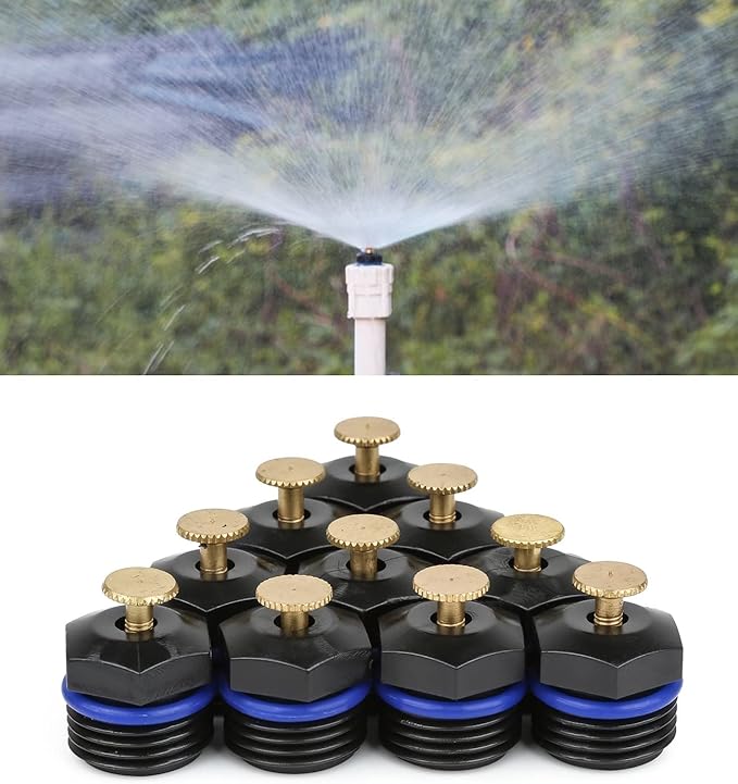 10pcs Atomizing Sprinkler Nozzle,1/2 inch Garden Misting Emitters Adjustable 360 Degree Agricultural Lawn Watering Universal Nozzle Irrigation Micro Spray Heads