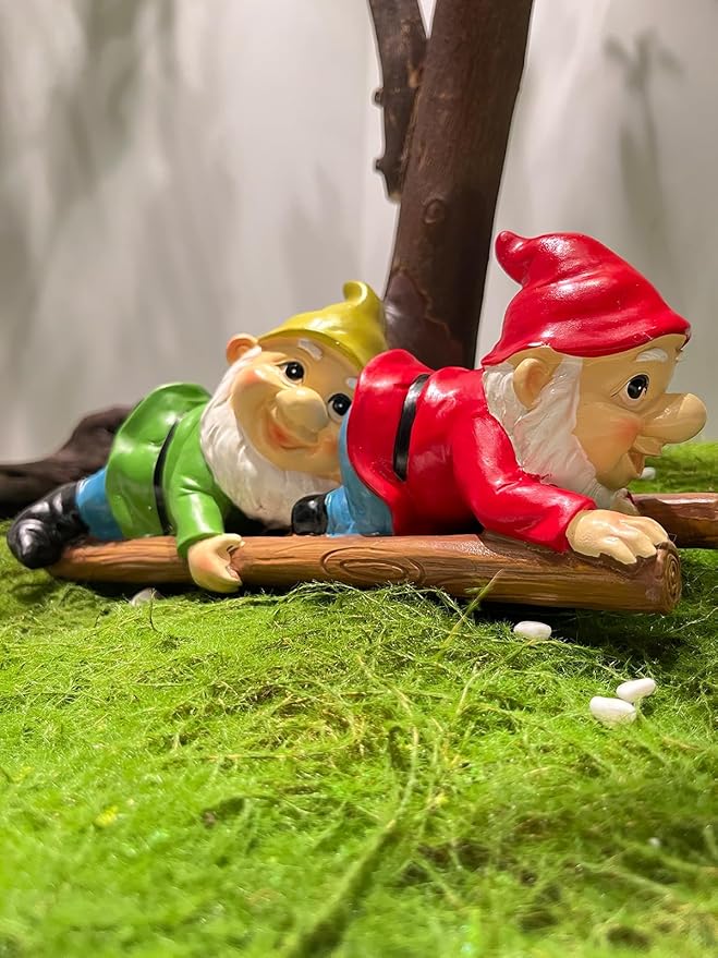 10.5'' Funny Garden Gnomes Statues, Weather-Proof Large Resin Outdoor Decor Garden Sculptures Cute Yard Decorations,Ideal Ornament for Outside Pond Pool Patio Front Porch Backyard