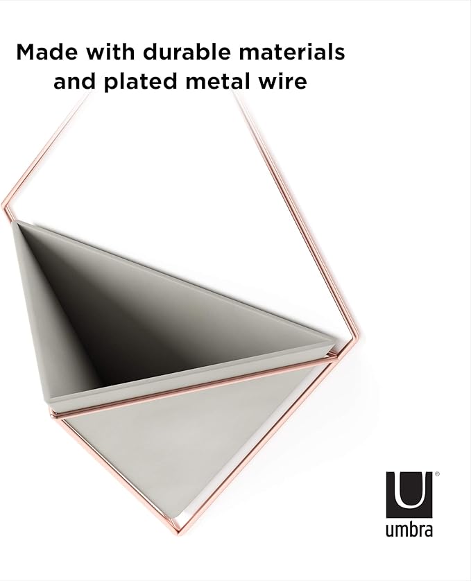 Umbra Trigg Hanging Planter Vase Wall Decor, Pot and Container for Succulents, Cactus, Faux Plants, and More, Large, Grey/Copper