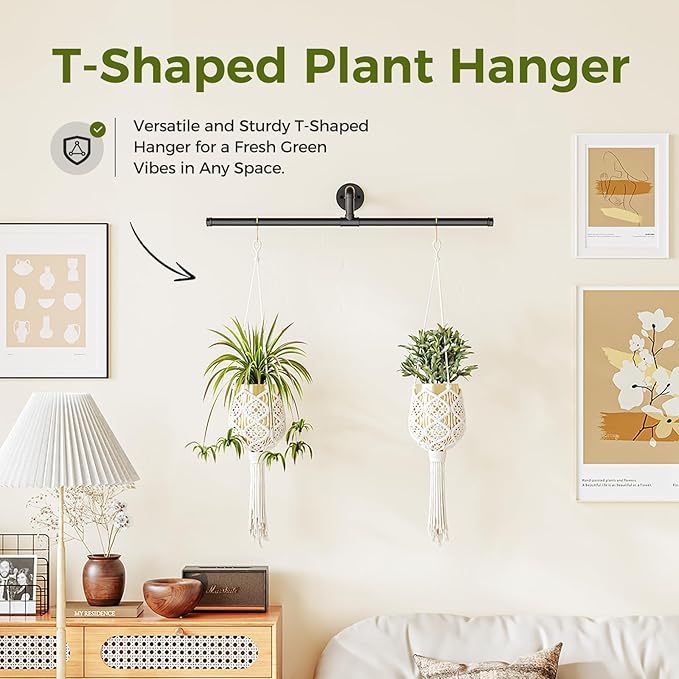 Bamworld Hanging Planters for Indoor Plants Plant Hanger Indoor Hanging Plant Holder Window Plant Shelves Metal Rod(Pot&Plant Not Included) 35.8in