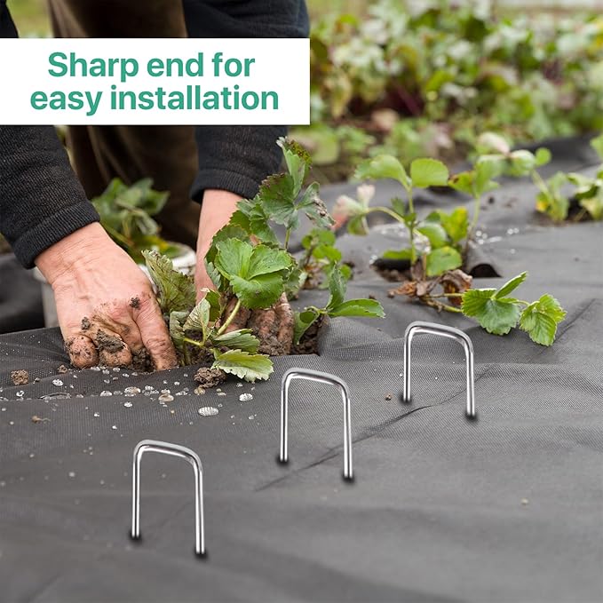 4 Inches Landscape Staples,Galvanized Garden Stakes Yard Stakes Garden Staples Prefect for Weed Barrier Fabric,11 Gauge Landscape pins for Tent,Balloons, Irrigation Tube. (300package, 4 inch)