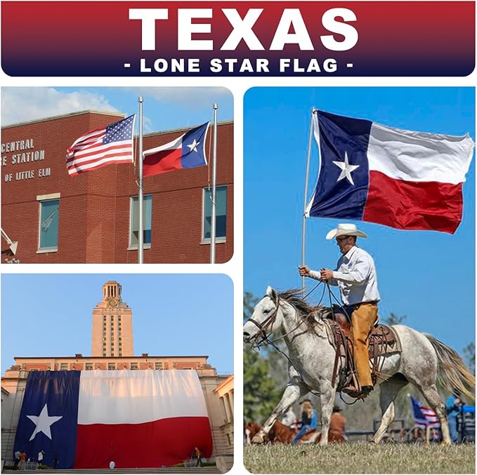 Texas Flag 6x10 ft Deluxe Super Tough Series, Heavy Duty Spun Polyester, All Weather TX Flag High Wind with Embroidered Stars, 3 Brass Grommets, Sewn Stripes, Durable Texas Flags Outdoor Outside