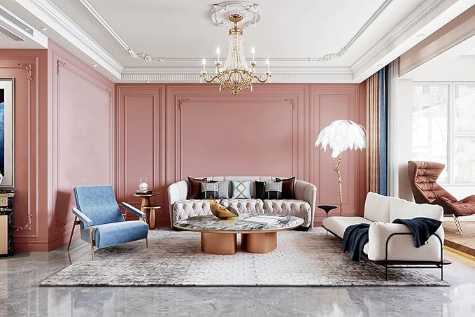 Dimoon 236''x17.7'' Pink Peel and Stick Wallpaper Contact Paper Modern Self Adhesive Wall Paper Removable Renter Friendly Textured Solid Color Shelf Cabinet Vinyl Roll (236''x17.7'',Rose Pink)