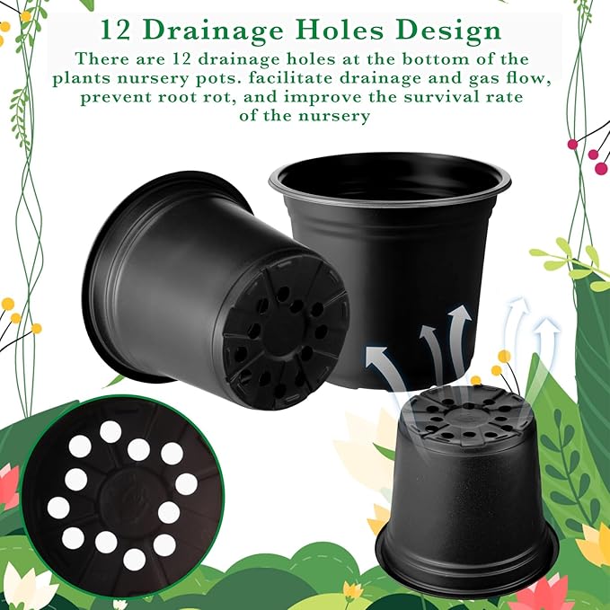 Hushee 1500 Pcs 4 Inch Plastic Plants Nursery Pots Bulk Seed Starting Plant Pots with Drainage Holes Indoor Outdoor for Flower Transplanting Garden Supplies (Black)