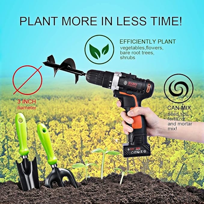 ERYTLLY Bulb Planter, Auger Spiral, Garden Planter Tool 3 x 24 Inch,Rapid Umbrella Hole Digger for Planting Bulb Seedlings Bedding Tulips, and Digging Weeds Roots